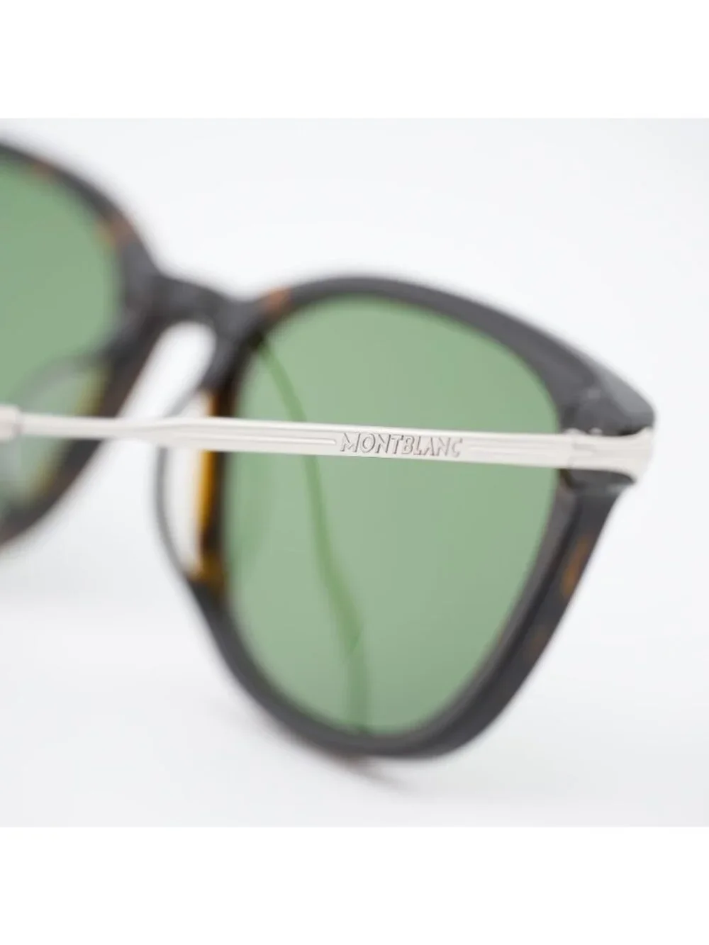 Montblanc MB0304SA 002 Sunglasses Havana Square Frame, Green Lenses